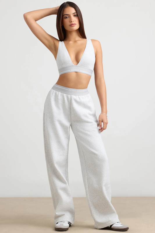 Petite High-Waist Straight-Leg Joggers in Grey Marl - UK Size:L
